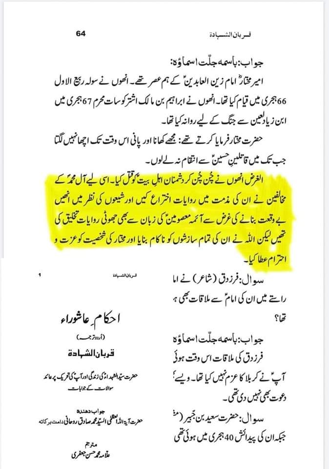 حضرت مختار ثقفی رض ، علماء و محققین کی نگاہ میں