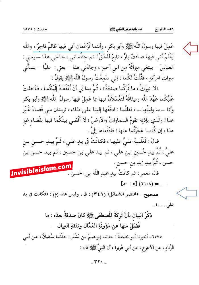 امیرالمؤمنین علیہ السلام کا جعلی حدیث لانورث سن کر ردعمل