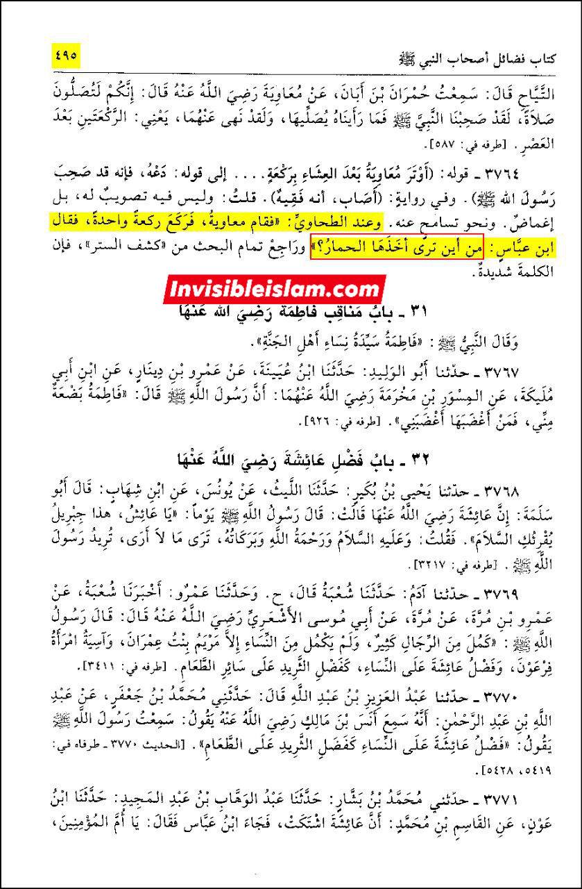 ابن عباس (رض) نے کہا معاویہ گدھا ہے!