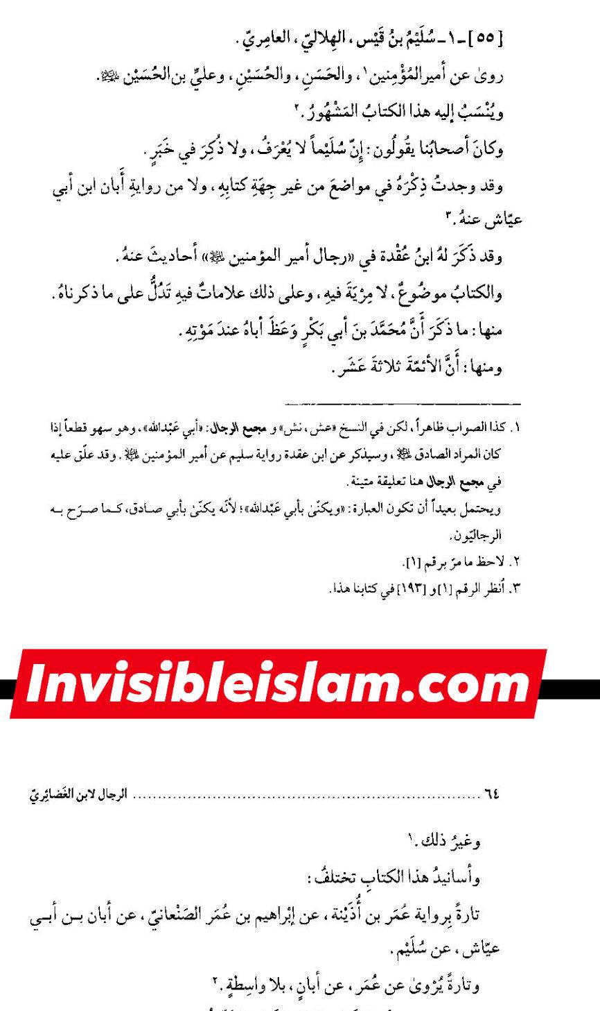 ابان کے بغیر سلیم سے روایات اور رجال ابن الغضائری کے وضع (جھوٹ) کے دعویٰ  اور "کیا ائمہ کی تعداد  تیرہ ہے ؟" کے بارے میں