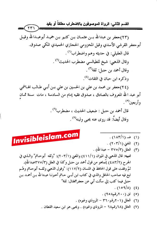 سقیفائی مذھب میں امام جعفر صادقؑ پر جرح