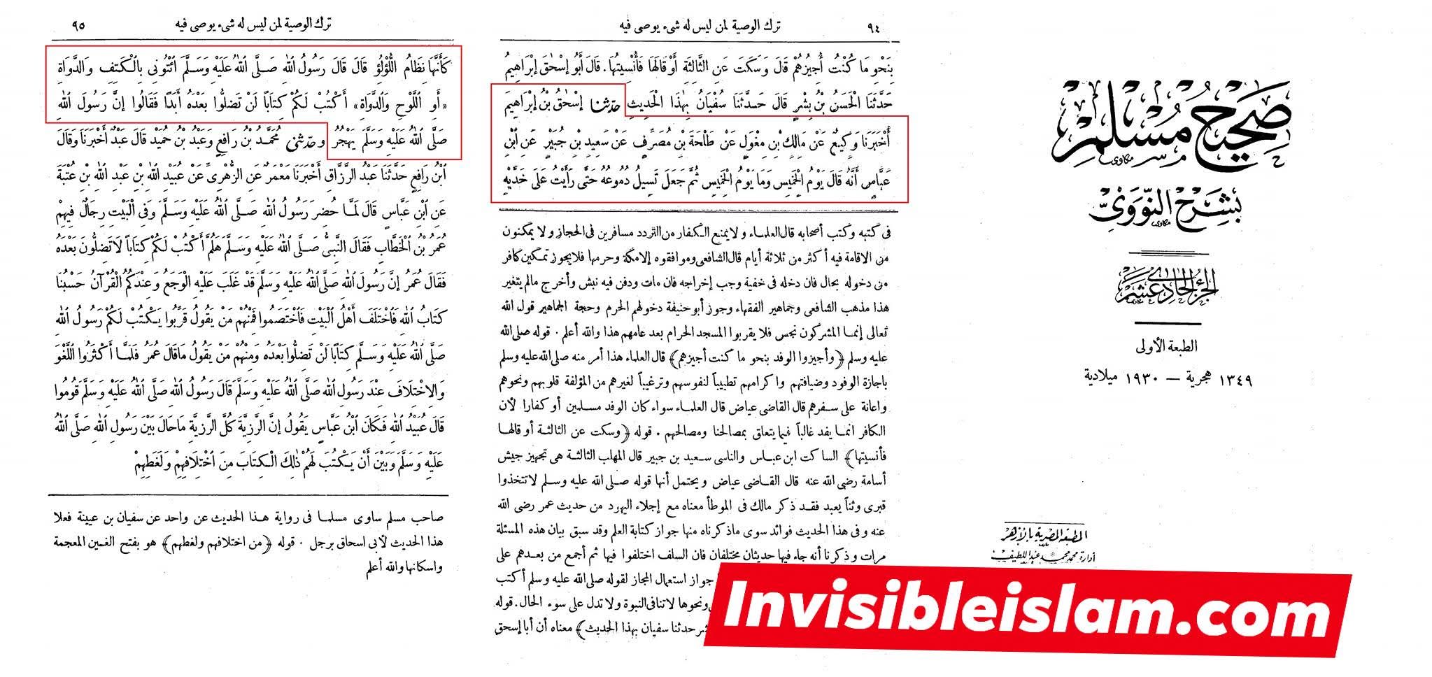 حضرت عمر نے کہا رسول ﷺ ہذیان بول رہے ہیں