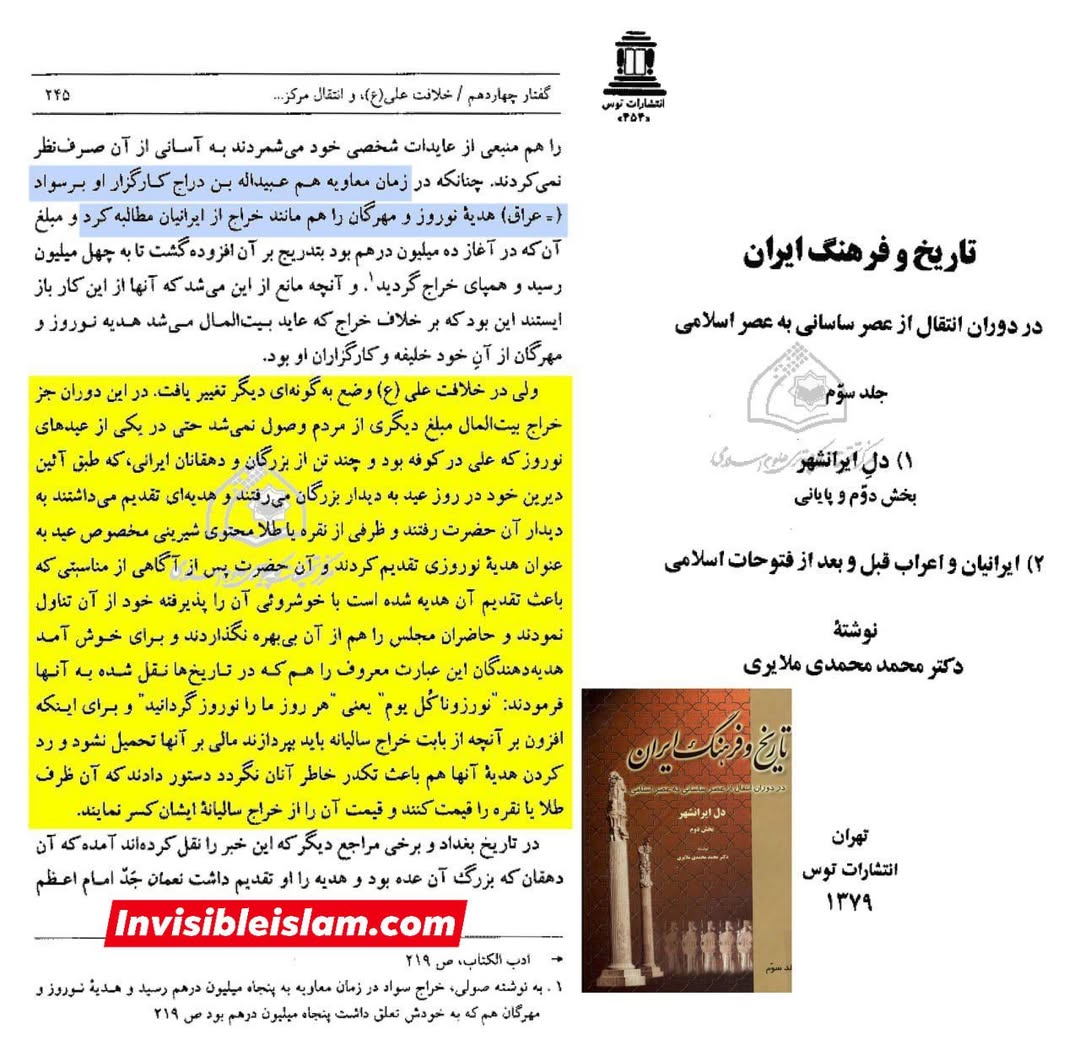 نوروز ایرانیوں کی حضرت علی علیہ السلام کے لیے محبت اور عقیدت کا اظہار