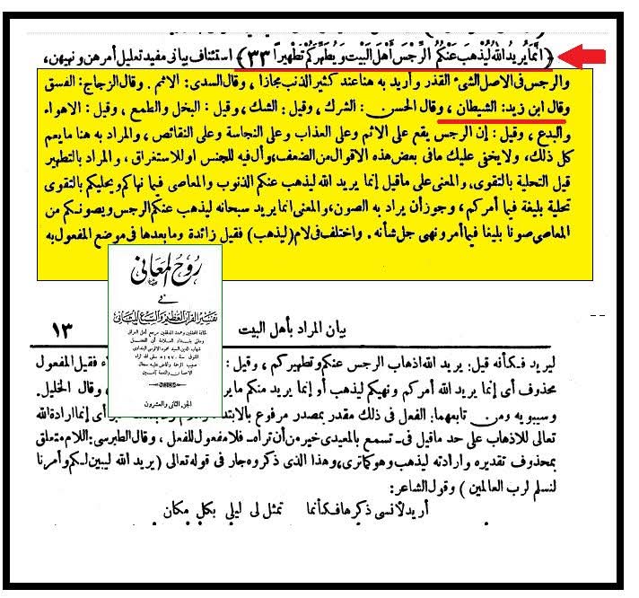 آیت تطہیر میں لفظ رجس کا مطلب اہل سنت کتب سے
