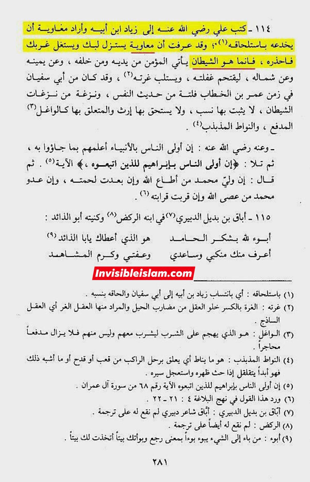 امیرالمومنین علیہ السلام کے نزدیک معاویہ کا مقام