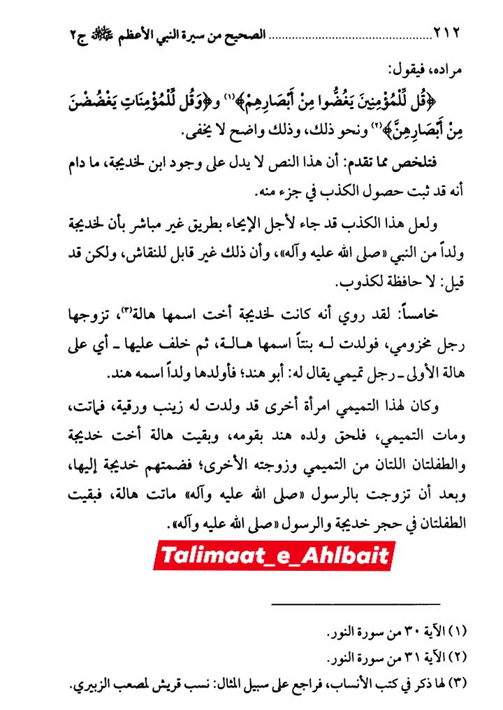 کیا حضرت خدیجہ (علیہا السلام) کی حضرت زہرا (علیہا السلام) سے پہلے بھی بیٹیاں تھیں؟ Post 2