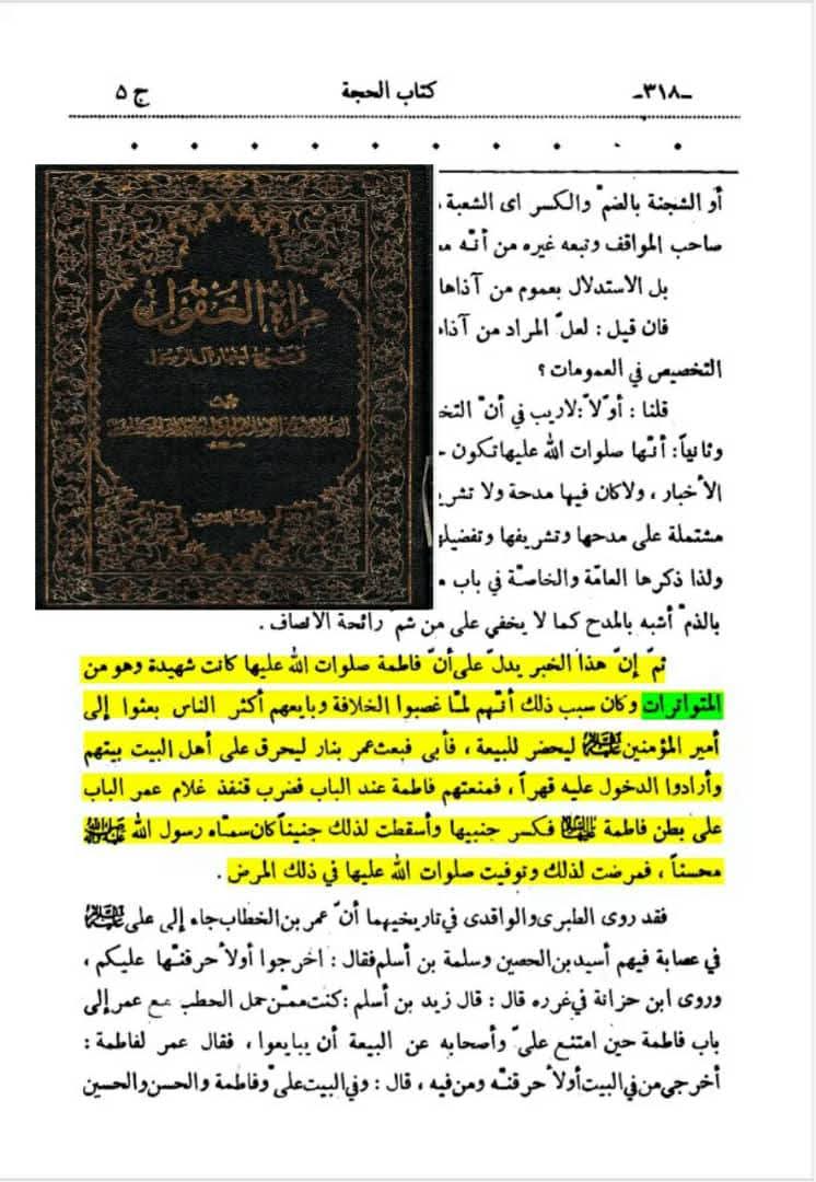 روایاتِ شہادتِ سیدہ زھراء ع اور شہادت محسن ع متواتر ہیں Post-1/2