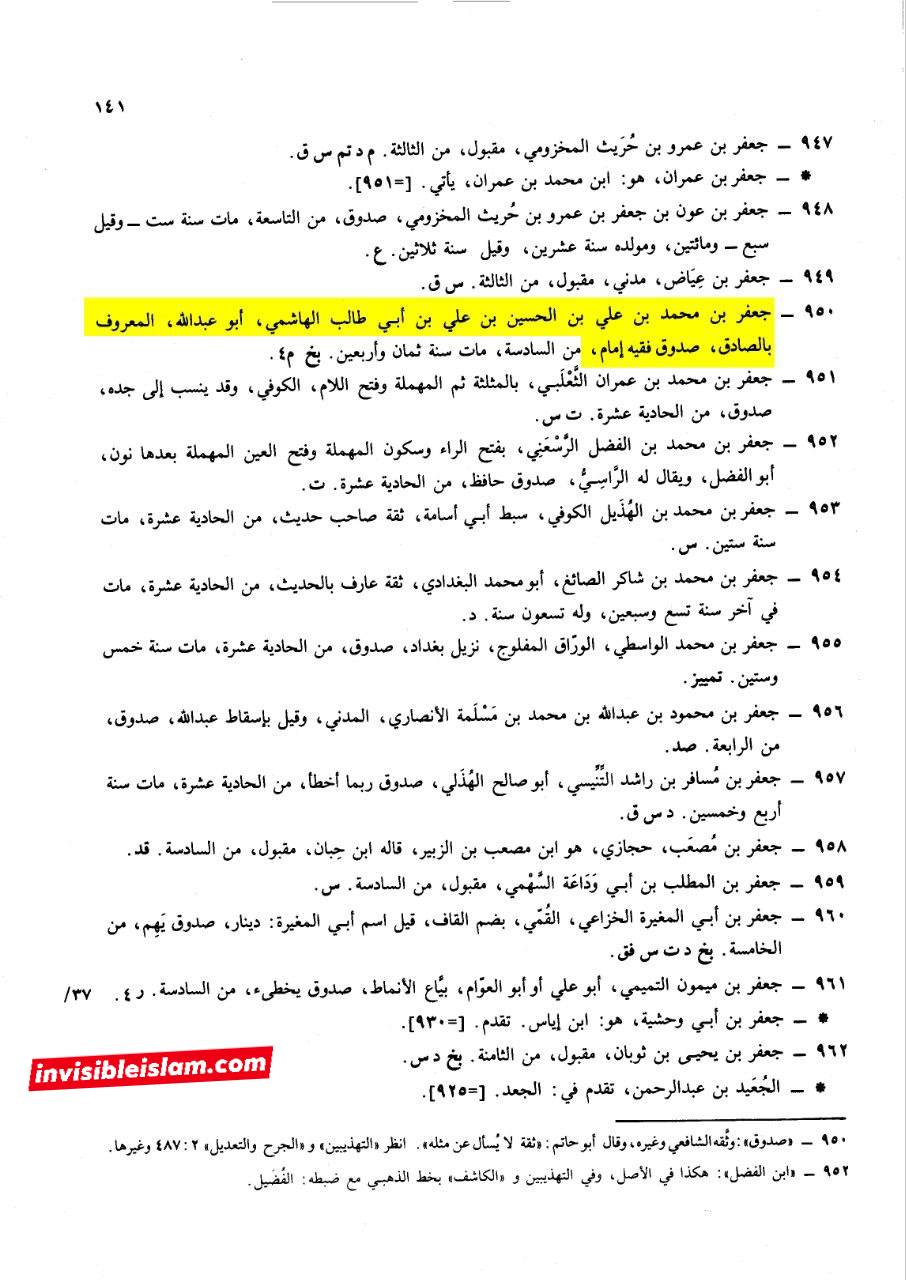 امام صادق ع اور آئمہ و محدثین اہل سنت