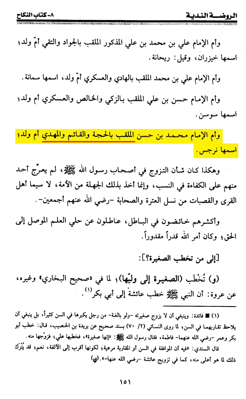 امام مہدی عج کی والدہ کا نام کتب اہلسنت سے