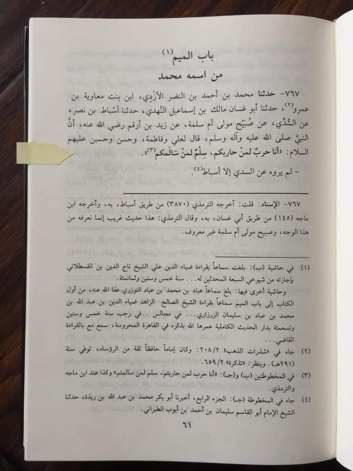 أَنَا حَرْبٌ لِمَنْ حَارَبَكُمْ، وَسِلْمٌ لِمَنْ سَالَمَكُمْ