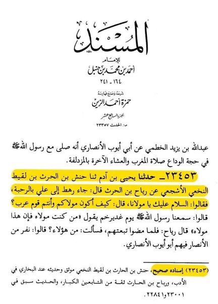 صحابہ حدیث غدیر سے مولا کے معنی سردار لیتے تھے (اسکین پیجز)