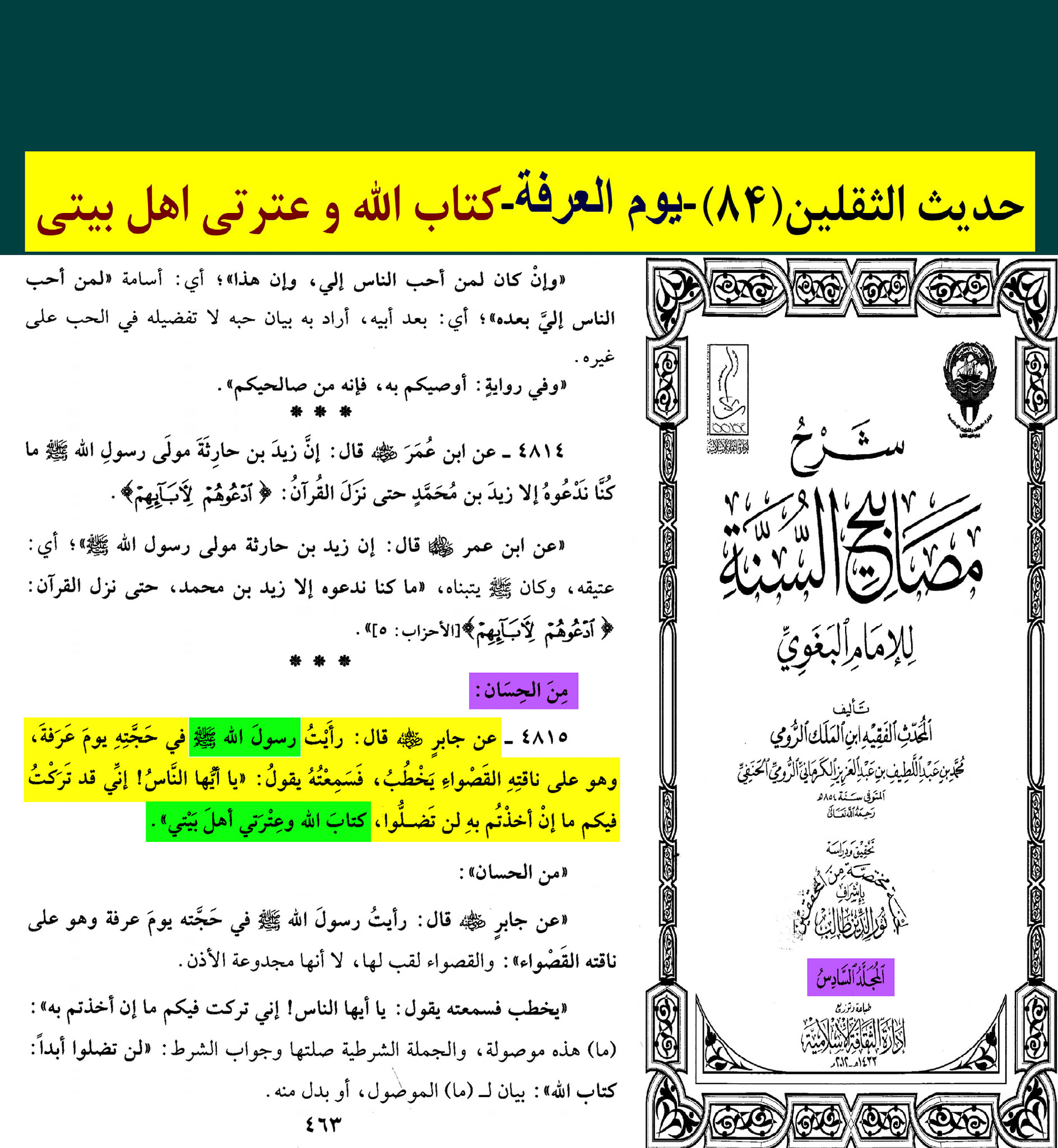 حدیث ثقلین کے اسکین پیجز