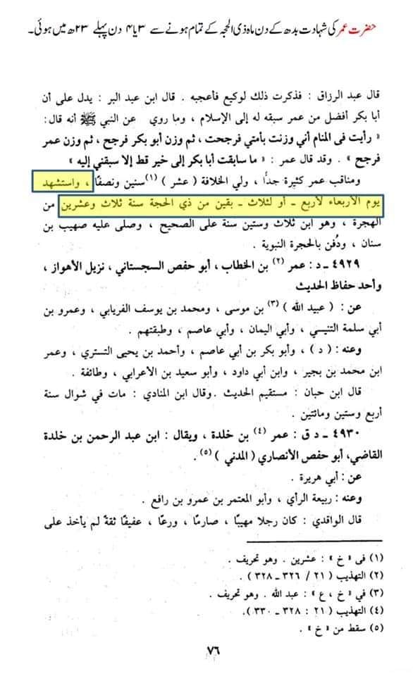 تحقیق وفات حضرت عمر بن خطاب
