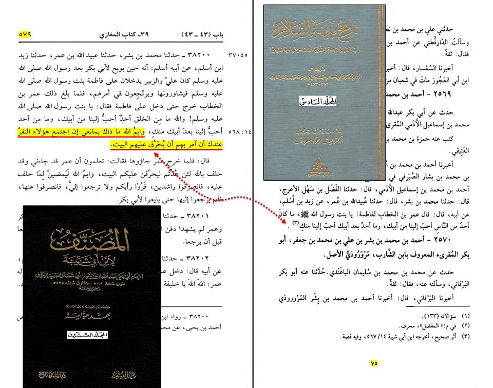 حضرت عمر کا جناب سیدہ ص کے گھر آ کر دھمکی دینا (مصنف ابن ابی شیبہ) صحیح سند
