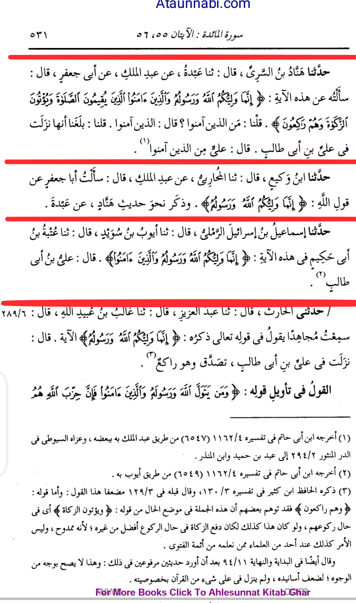 آیت ولایت امام علی کی شان میں نازل ہوئی (اسکین پیجز)