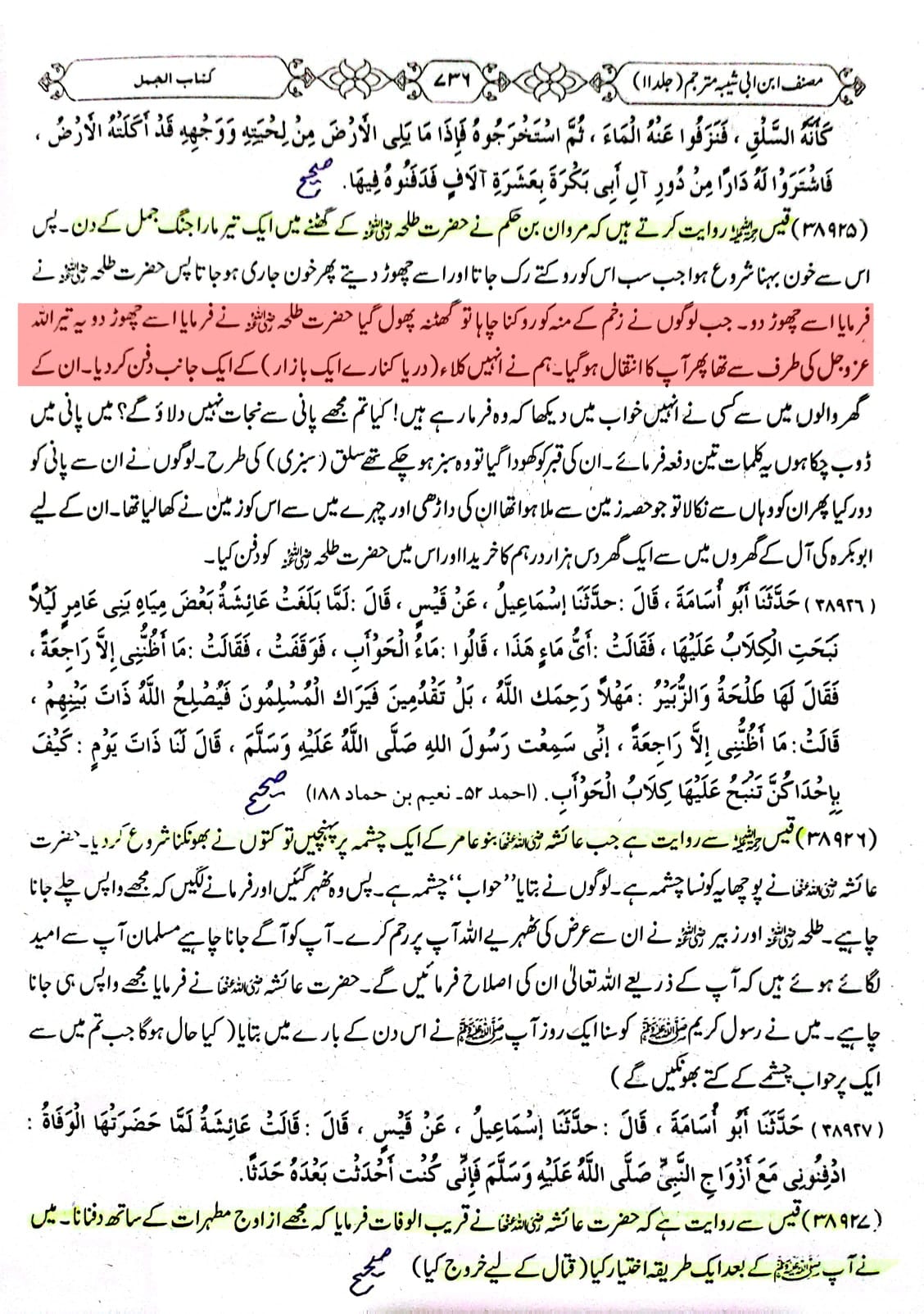 طلحہ کی طرف سے عثمان کو قتل کرنے کا اعتراف