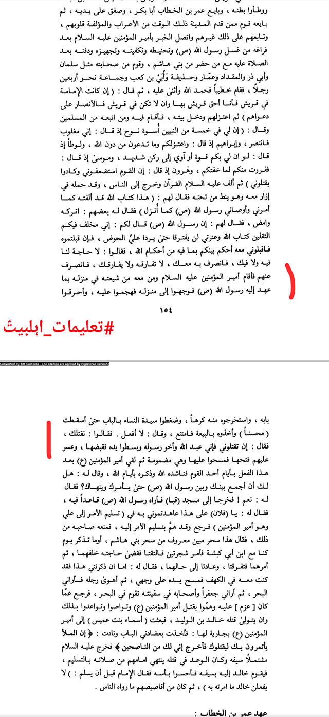 حضرت عمر نے جناب زھراء ص کو ضرب لگائی اور محسن شہید ہوئے (کتب اہل سنت)