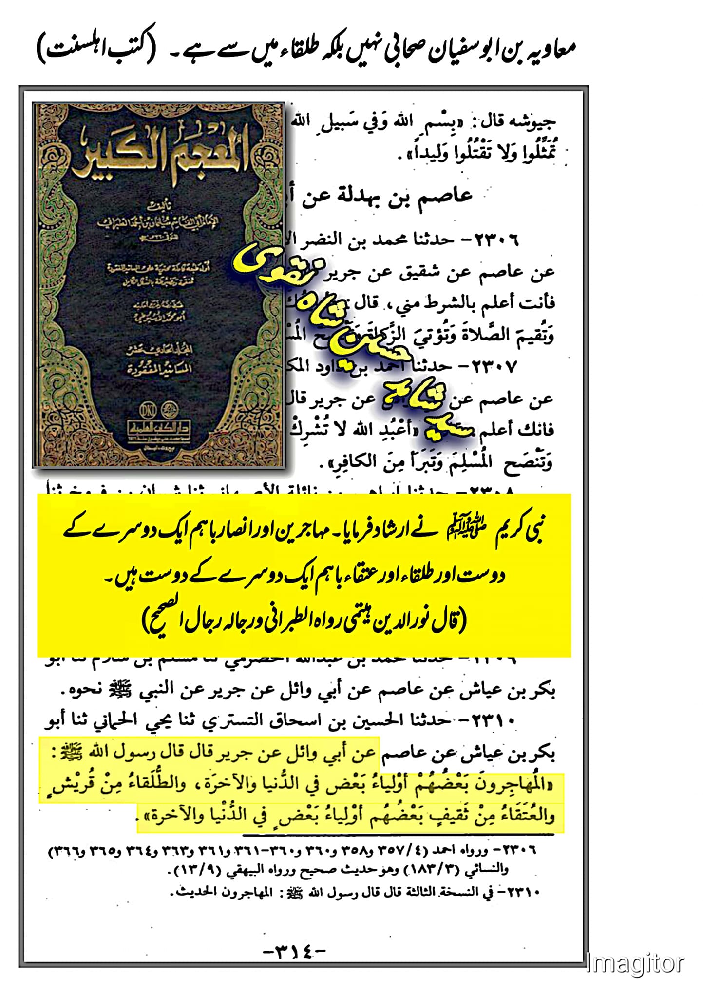 معاویہ بن ابوسفیان صحابی نہیں بلکہ طلقاء میں سے ہے