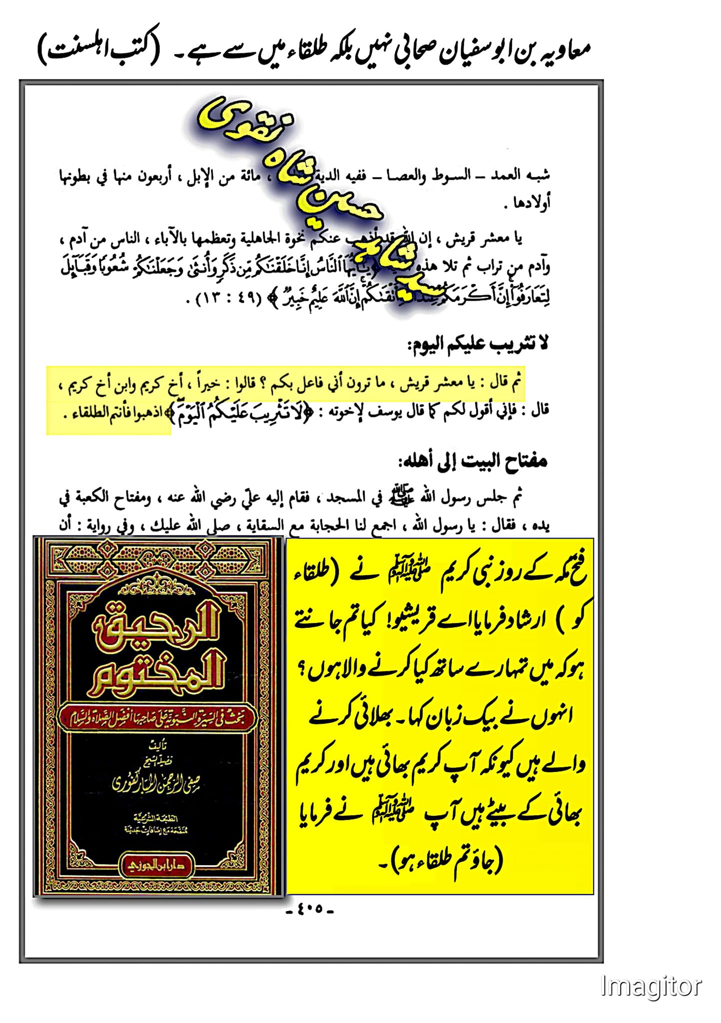 معاویہ بن ابوسفیان صحابی نہیں بلکہ طلقاء میں سے ہے