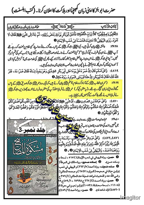 حضرت ابوبکر کا اپنی زبان کھینچنا اور ہلاکت کا اعلان کرنا۔
