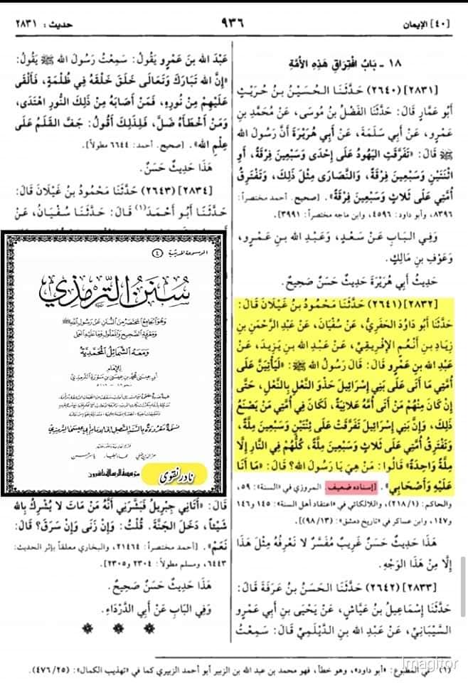 حدیث کے ایک ٹکڑے "ما انا عليه و اصحابي " کا تحقیقی جائزہ