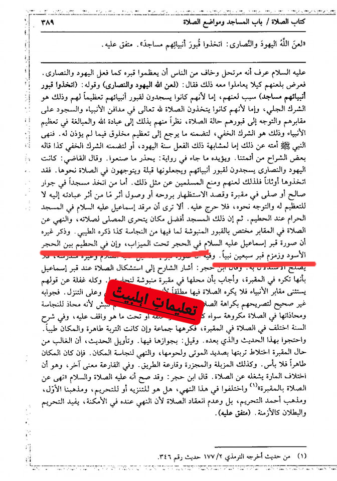 قبروں کا پختہ ہونا اور مسجد بنانا