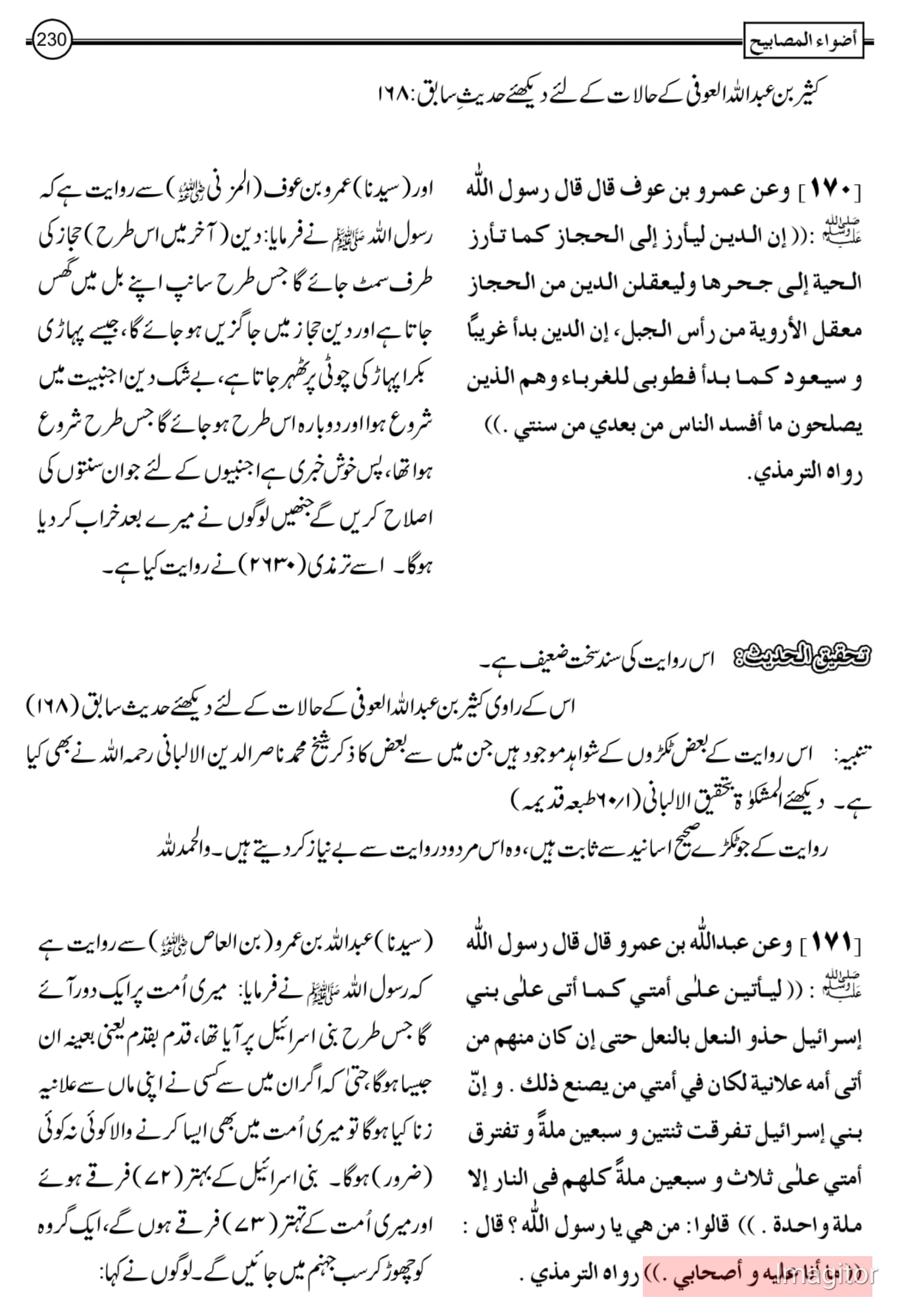 حدیث کے ایک ٹکڑے "ما انا عليه و اصحابي " کا تحقیقی جائزہ