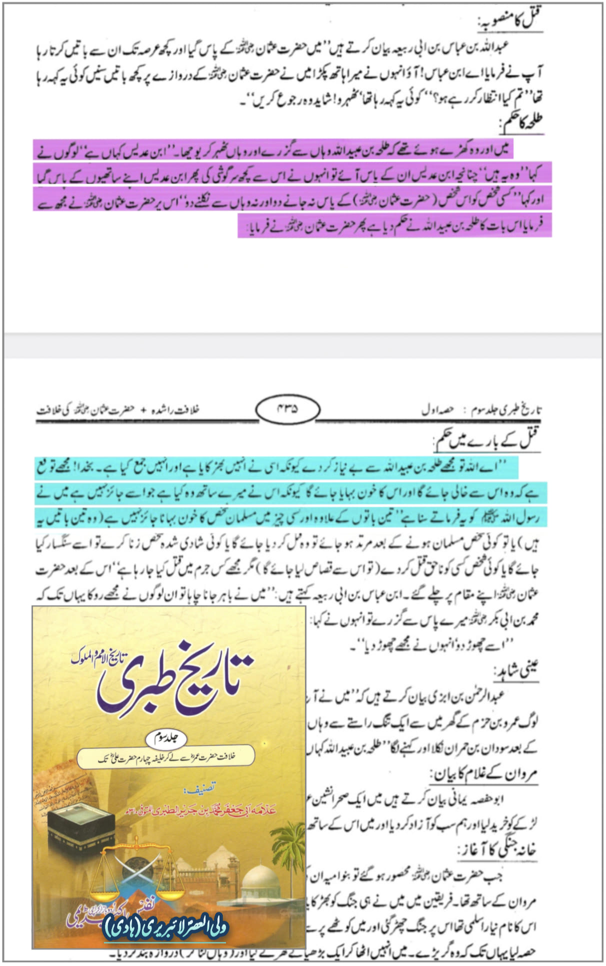 طلحہ کی طرف سے عثمان کو قتل کرنے کا اعتراف