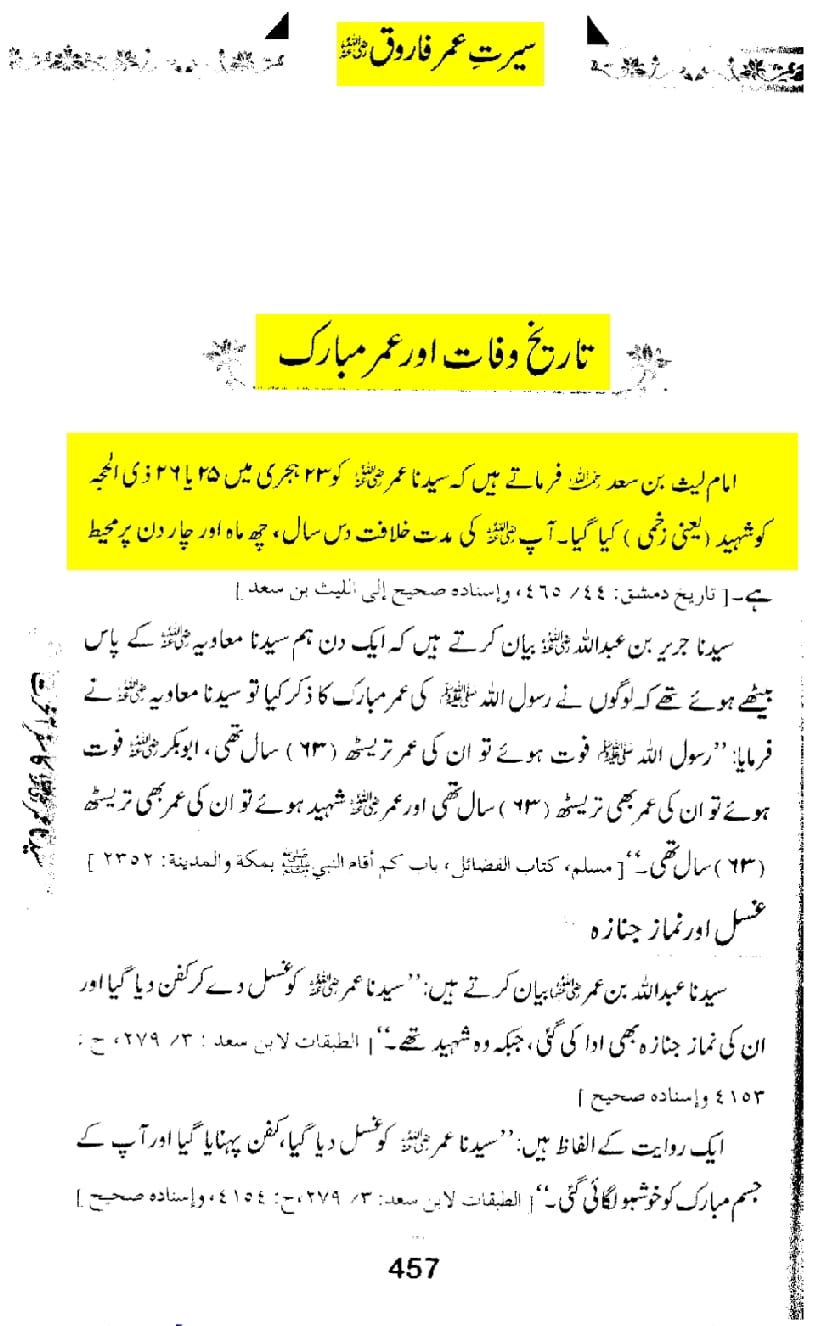 تحقیق وفات حضرت عمر بن خطاب