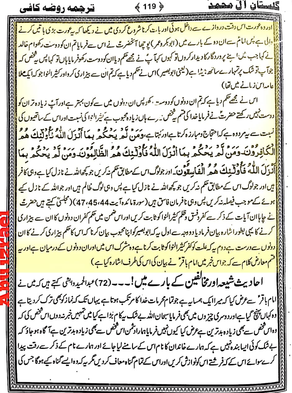 کــــیا امــــام صــــادق علـــیه الســـلام نـــے ابـــوبکـــر و عمــــر ســـے محبـــت کـــرنے کـــا حکـــم صـــادر فــــرمـــایـــا