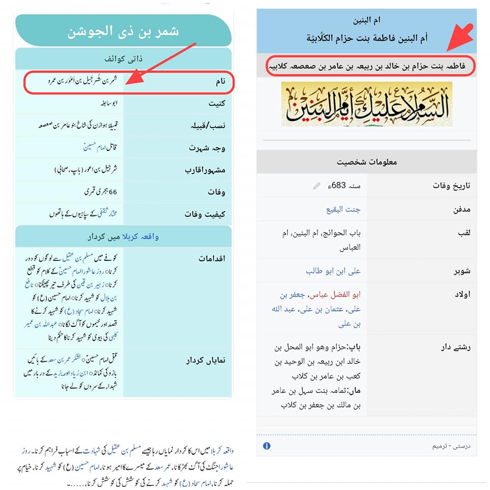 کیا شمر ملعون حضرت عباس ع کا ماموں اور مولا علی ع کو پہلا خلیفہ ماننے والا تھا؟