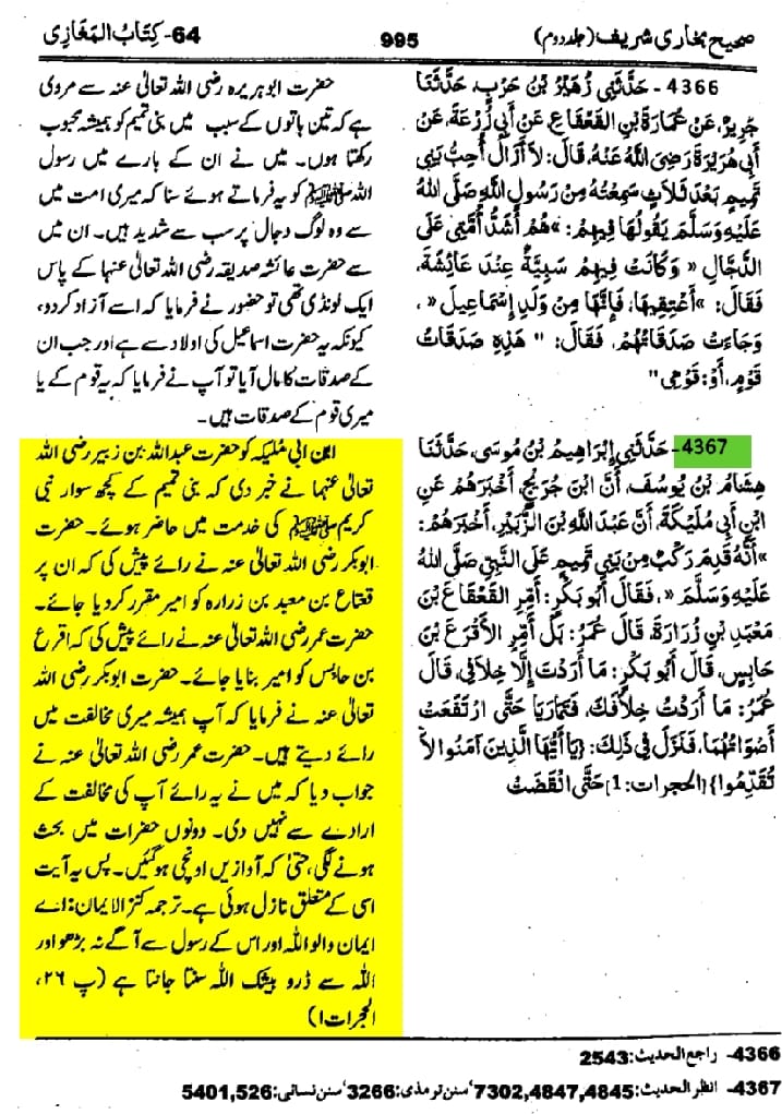 حضرت ابوبکر و عمر کا رسول اللّٰه ﷺ کے سامنے آوازیں بلند کرنا
